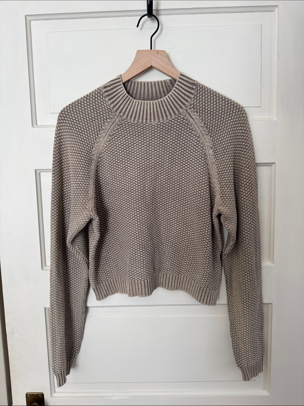 RVCA Taupe Crewneck Textured Knit Sweater